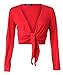 Forever Womens Plain Long Full Sleeves Front Tie Knot Shrug Stretchy Cardigan Top…