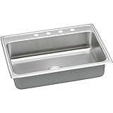 Elkao|#Elkay LRADQ3122503 18 Gauge Stainless Steel 31 Inch x 22 Inch x 5 Inch single Bowl Top Mount 