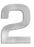 Large house number two - brushed stainless steel