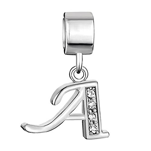 Nocary Letter Charms Initial A-Z Dangle Alphabet Clear Crystal Bead Compatible with Pandora Bracelet