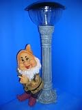 SOLAR LIGHT w/ 3-D GARDEN GNOME BRIGHT Lamp Dwarf *NEW!*