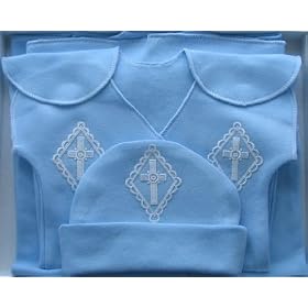 Light Blue Gown Set with White Lace Cross (Five sizes!)