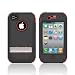 For Apple iPhone 4S 4 Red Black OEM Trident Kraken AMS-Hard Case Over Silicone Screen Protector Kickstand & Belt Clip AMS-IPH4S-RD
