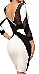 Sexy Mesh Illusion Polyester Above the Knee Bodycon Dress/Club Dress/Party Dress 
