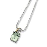 Sterling Silver & 14k Gold Green Amethyst and Diamond Necklace