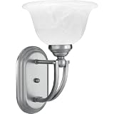 Quoizel DY8588ES Delray 1-Light Wall Sconce with Faux Etched Alabaster Glass Shade, Empire Silver