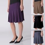 Adi Designs Womens Elastic Waist Stretch Knit Flare Skirt