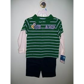 Carter's Boys 2-piece L/S Green/Navy Polo Pant Set - 24 Months