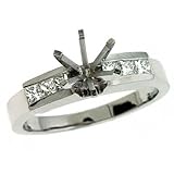 14k White Princess Cut Diamond Semi-Mount Engagement Ring - Size 7.0