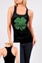 St. Patrick's Day Striped Shamrock Clover Vintage Black Juniors Ribbed Tank Top