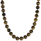 Sterling Silver 12mm Tiger-Eye Bead Necklace, 24
