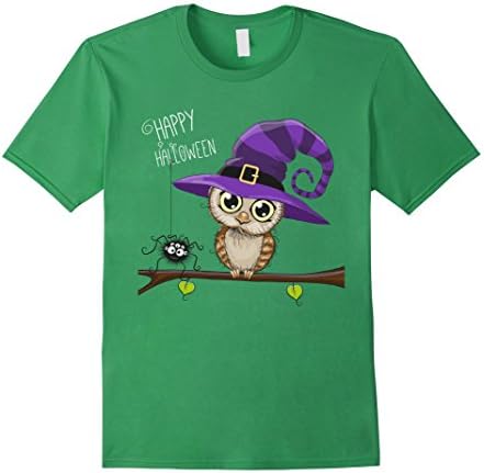 Men's Halloween Owl T-Shirt Happy Halloween Tee 3XL Grass