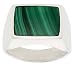 Gent's Sterling Silver Large Square Malachite Ring size 9