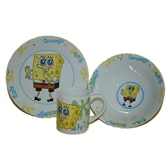 3 tlg. Geschirrset Spongebob Porzellan Keramik Trinktasse Kind Kinder Junge M�dchen Schwammkopf Robert Patrick Sponge Bob Geschirr Kindergeschirr Teller Tasse Suppenteller / M�slischale Geburtstag Fr�hst�cksset Fr�hst�cksservice Fr�hst�ck