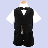 NEW BABY AND TODDLER BOY SUMMER TUXEDO SHORT SET BLACK