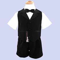 NEW BABY AND TODDLER BOY SUMMER TUXEDO SHORT SET BLACK