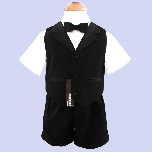 NEW BABY AND TODDLER BOY SUMMER TUXEDO SHORT SET BLACK