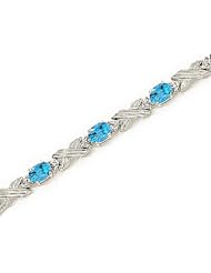 14kt Yellow Gold Oval Blue Topaz and Diamond Bracelet