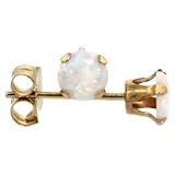 Revoni 9ct Gold 4mm Brilliant Cut Round Created Opal Stud Earrings