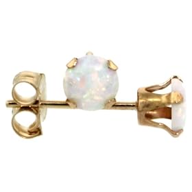 Revoni 9ct Gold 4mm Brilliant Cut Round Created Opal Stud Earrings