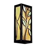 IMAGE OF Kichler Lighting 69104 1-Light Tranquility Art Glass with Stone Leaves Wall Sconce, Olde Bronze