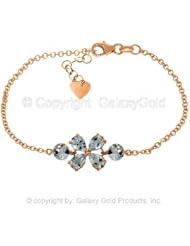 14k Rose Gold Floral Bracelet with Aquamarines