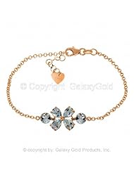 Aquamarine Flower Bracelet in 14k Rose Gold