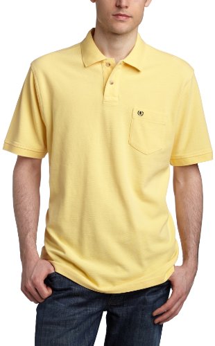 IZOD Men's Short Sleeve Pique Saltwater Polo,Bright Sun