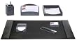 Crocodile Embossed Black Genuine Top-grain Leather 7-piece Desk Accessory Set