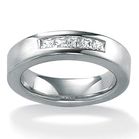 Mens DiamonUltra&trade; Cubic Zirconia Platinum Over Sterling Silver Wedding Ring