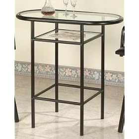 Sleek, Black, Modern Bar Table With Glass Top by Bar Stools