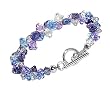 SCBR0013 Sterling Silver Lavender Blue And Clear Swarovski Crystal Bracelet 7.5" With Toggle Clasp