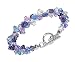 Sterling Silver Lavender Blue And Clear Swarovski Crystal Bracelet 7.5" With Toggle Clasp