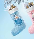 'Melton' Snowman Christmas Stocking with Toy - Baby Blue