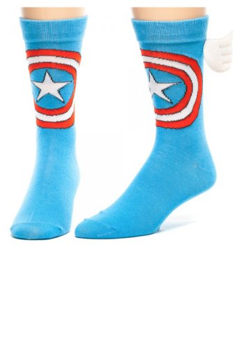 Marvel Captain America w/ Wings Crew Socks