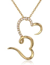Sterling Silver Cubic Zirconia Double Heart Pendant Necklace, 18"