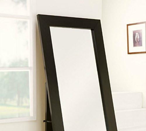 Wall Mount Full Length Floor Mirror - This Cheval Mirror Is Made of Fiber Board and Veneer Frame - For Your Bedroom or Living Room in Your Home - Great Accent Decor - 30 Days Warranty! (Black)
