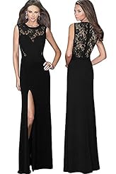 Sophisticated Sheer Slit Lace Cocktail Sleeveless Polyester/Spandex Evening Dress/Prom Dress/Party Dress/Maxi Dress 