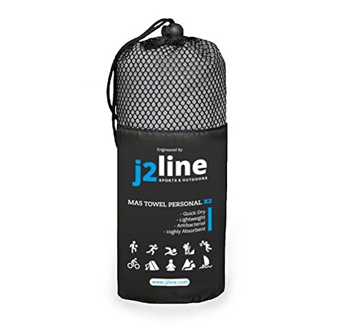 J2 Line A Set of 2 Compact Quick Dry Antibacterial Fitness Towels - Handy Micronet Sport & Travel Microfiber Towels Perfect for Gym, Yoga, Camping and Beach - Guarantee Included