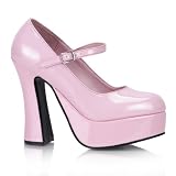 5 Inch Cute High Heel Mary Jane Chunky Heel Platform Pump Baby Pink Patent