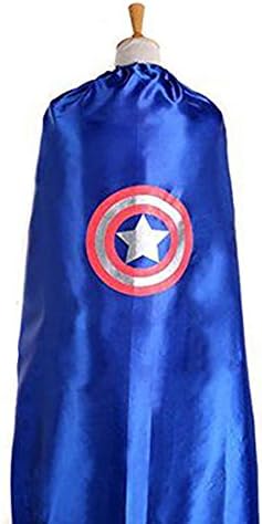 Adult Superheroes Lightweight Vibrant Color Single Side Satin Tie Cape 55 Inches (Captain America)