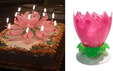 2 PAK Birthday Candles, Lotus Flower Amazing Musical Exciting Birthday Candle (2 PINK)