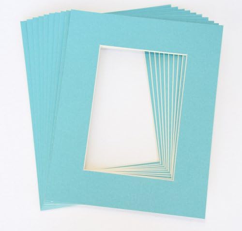 Pack of 10 LIGHT BLUE 8x10 Picture Mats Matting with White Core Bevel Cut for 5x7 Pictures
