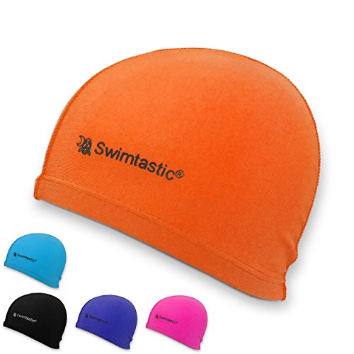 Swimtastic Lycra Swim Cap - 5 Stylish Colors to Choose From (Orange)