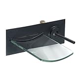 Single Handle Waterfall Wall Mount Glass Bathtub Faucet, Oil Rubbed Bronze
