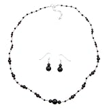 Garnet and Silver Necklace and Earring Set