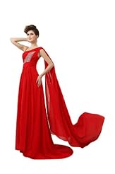 Sexy One Shoulder Pleated Sequined  Empire   Waistline Evening Dress/Party Dress/Wedding Dress  with a Watteau Train  With Rhinestones