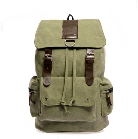Vintage Army Green Canvas Backpack Rucksack Great for School Camping