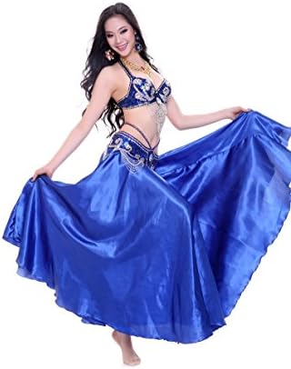 Jane Dance Belly Dance Professional Costume Bra Belt Carnival Indian B and D Cups (Royal Blue, Bra38/85D+Belt90CM/35.5'')