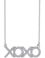 18k White Gold Pave Diamond XOXO Pendant Necklace